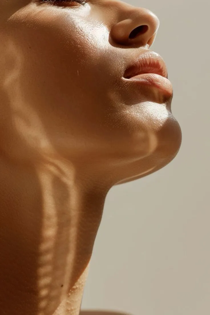 Perfil de rosto feminino iluminado